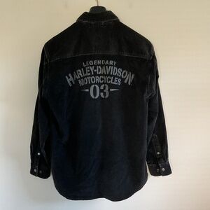 VTG 2003 Harley Davidson Legendary Motorcycles black corduroy Jacket Sz M 100th